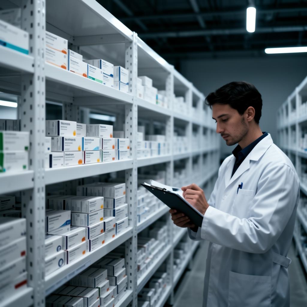 Pharmaceutical procurement and distribution facility with organized medicine storage